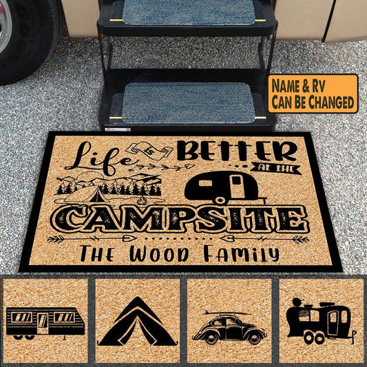 Life Is Better At The Campsite, Personalized Doormat