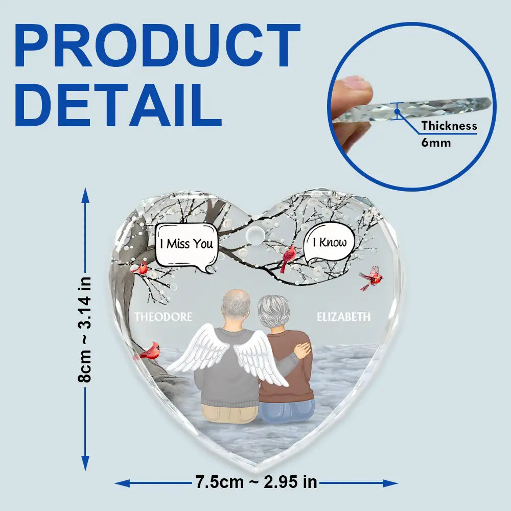 Always In My Heart Memorial Family - Personalized Heart Shaped Glass Ornament